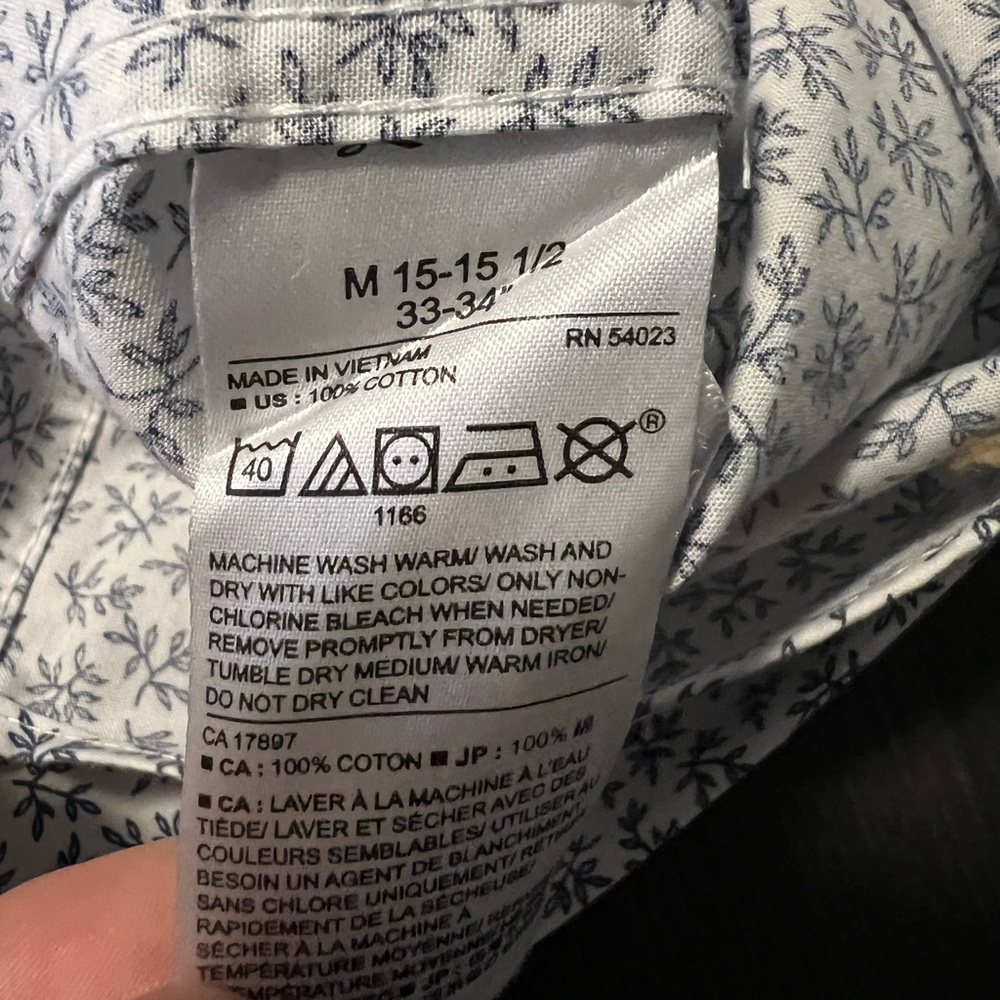 Banana Republic Outlet: Men's White & Blue Patterned Shirt: Size M - Picture 4 of 4